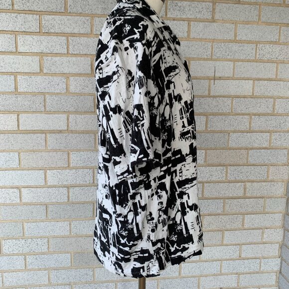 ZARA BLACK AND WHITE MENS BUTTON DOWN SHIRT SHORT SLEEVE SIZE M 80% VISCOSE 20% - Picture 5 of 8